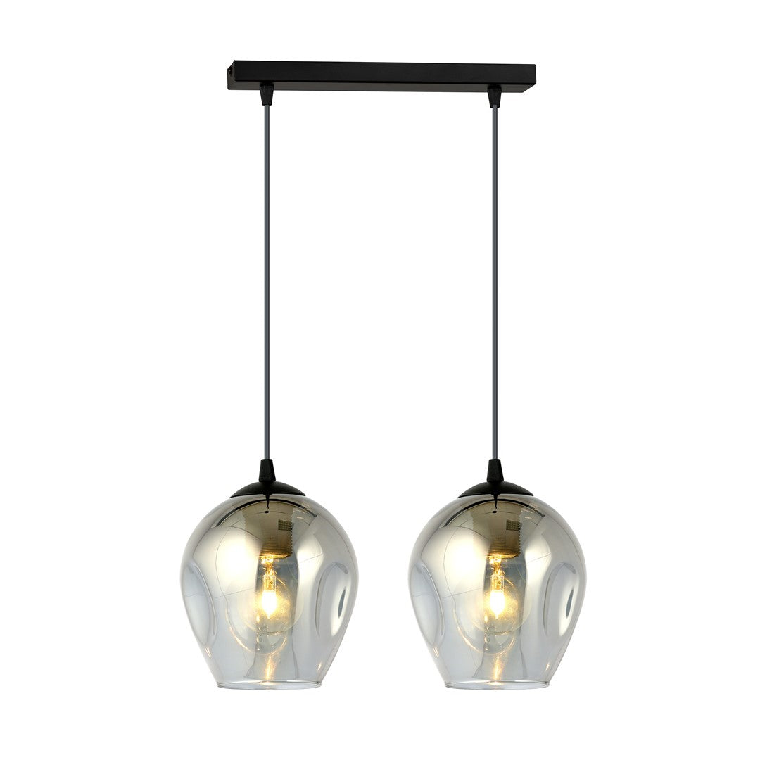 Lampa wisząca ISTAR 2 BL GRAFIT loft, klosze grafit, czarna