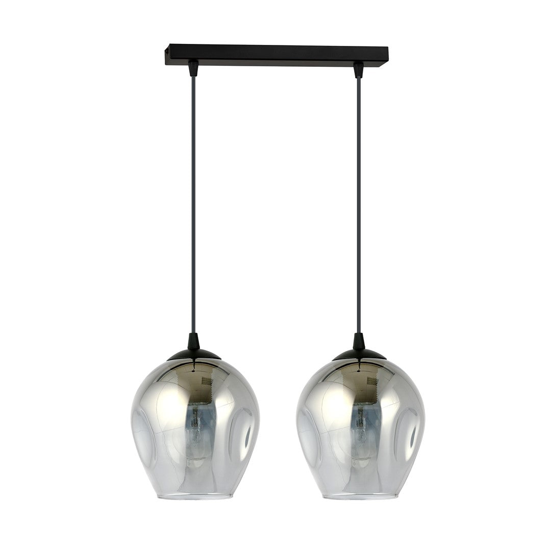 Lampa wisząca ISTAR 2 BL GRAFIT loft, klosze grafit, czarna