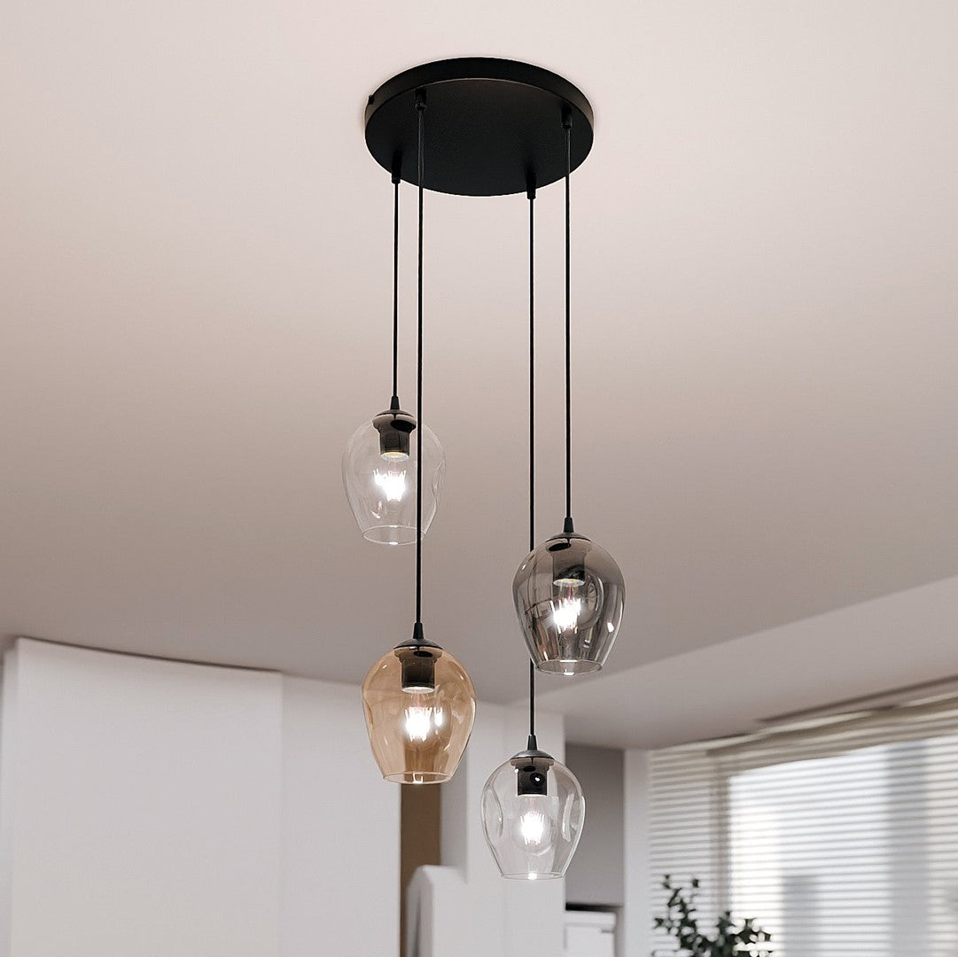 Lampa wisząca ISTAR 4 BL PREMIUM MIX loft klosze mix