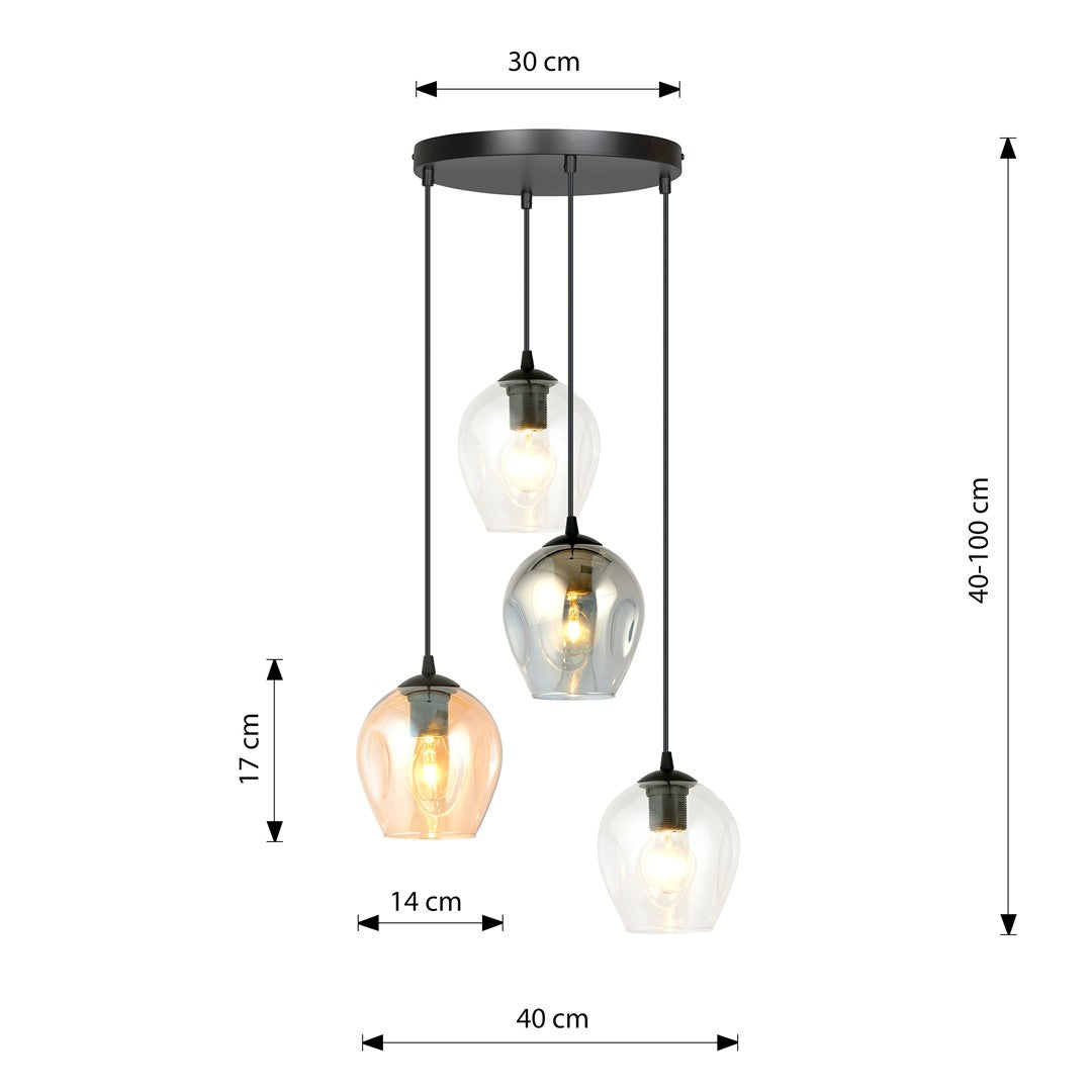 Lampa wisząca ISTAR 4 BL PREMIUM MIX loft klosze mix