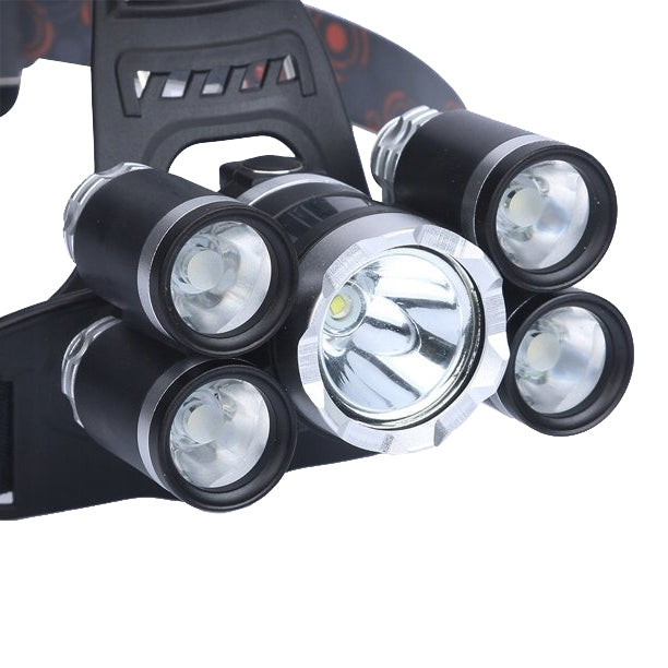 Latarka CZOŁOWA MOCNA czołówka 5x LED CREE XM-L T6 Regulowana 5 Trybów