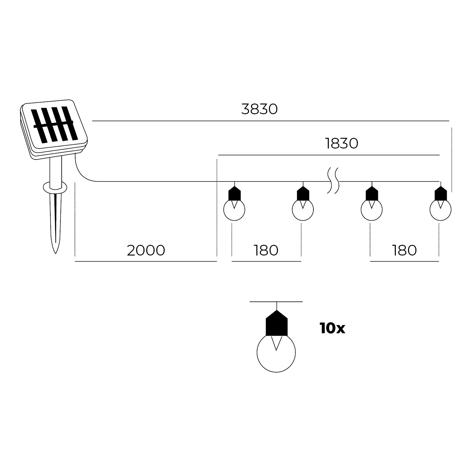 Solarna GIRLANDA ogrodowa LED ASTER 0,12W 10 ozdobnych kulek BARWA ZIMNA