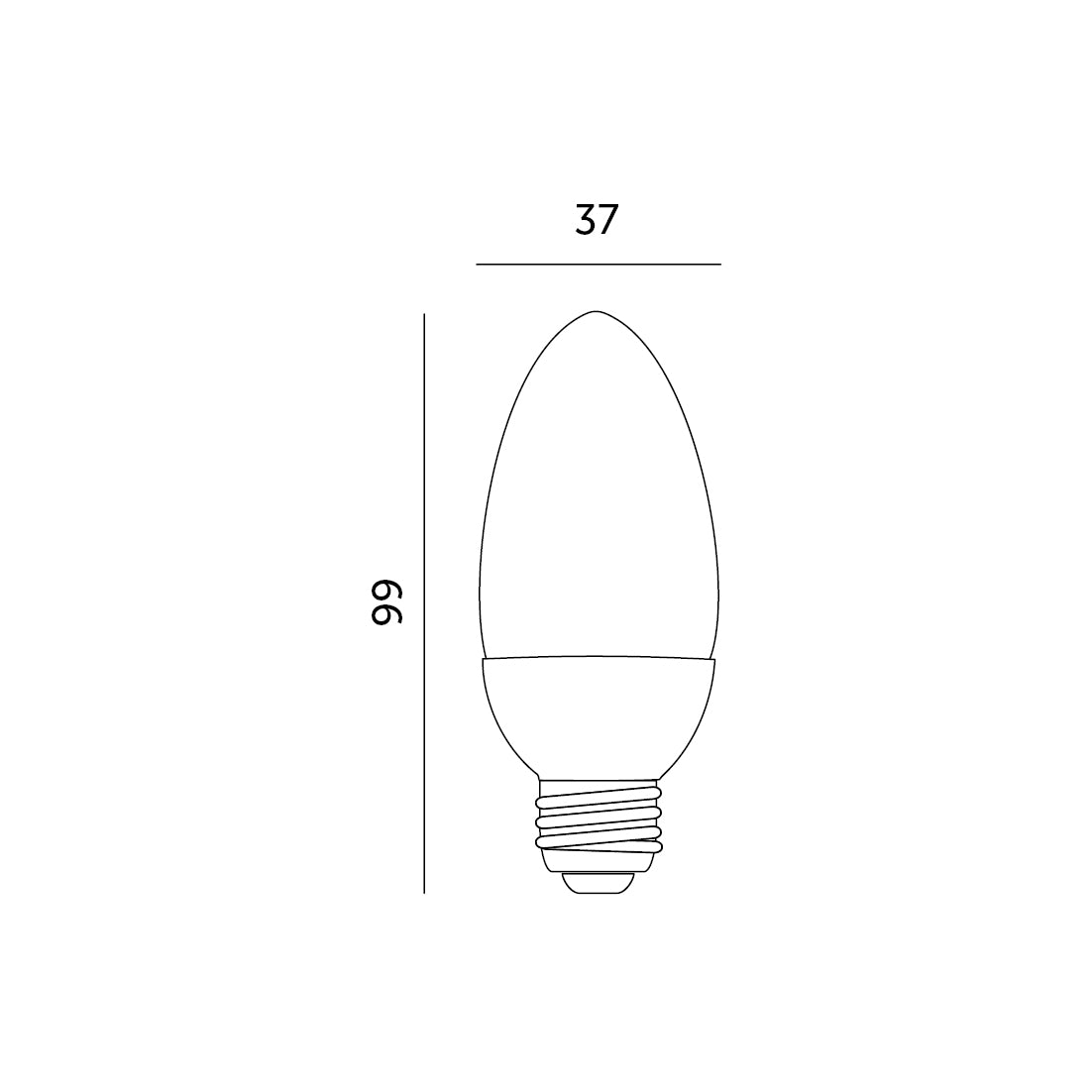 Żarówka LED świeczka 6W E27 barwa NEUTRALNA BIAŁA 4000K 470lm wymiary 