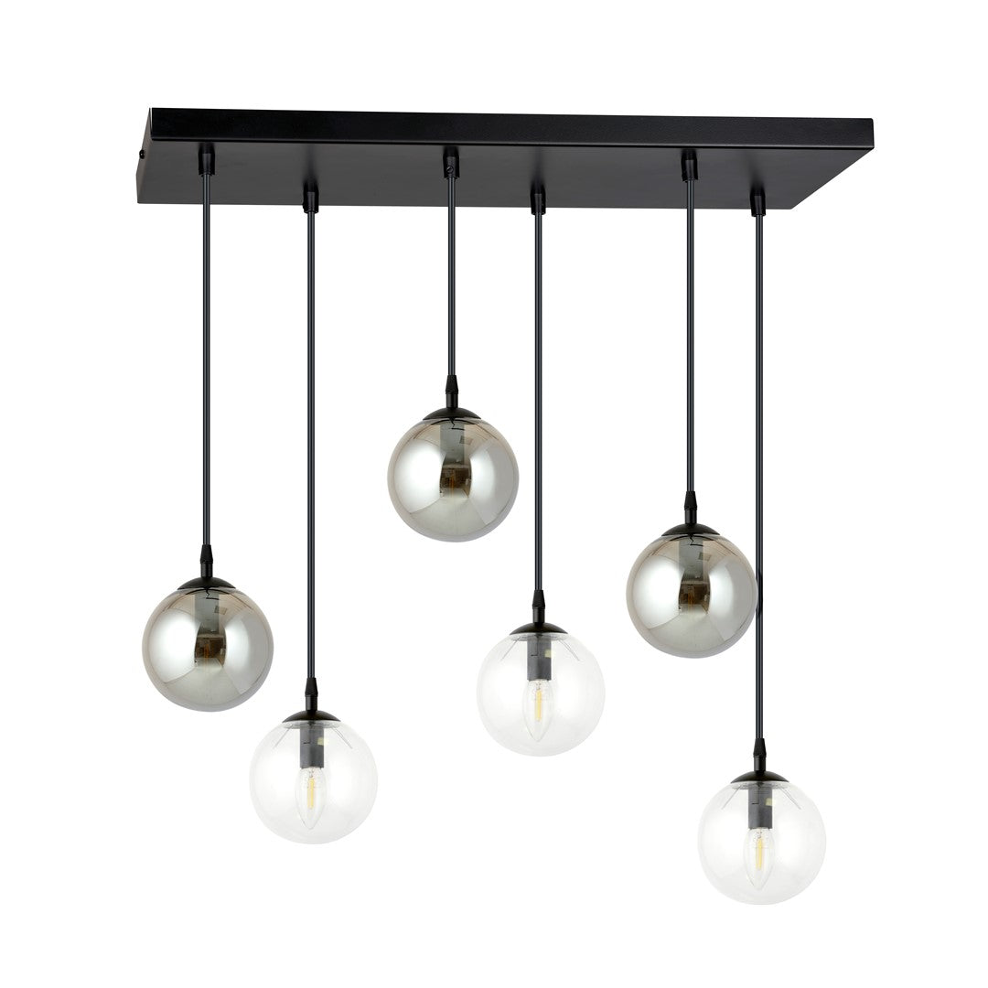 Lampa wisząca COSMO 6 BL MIX2 loft, klosz szklany