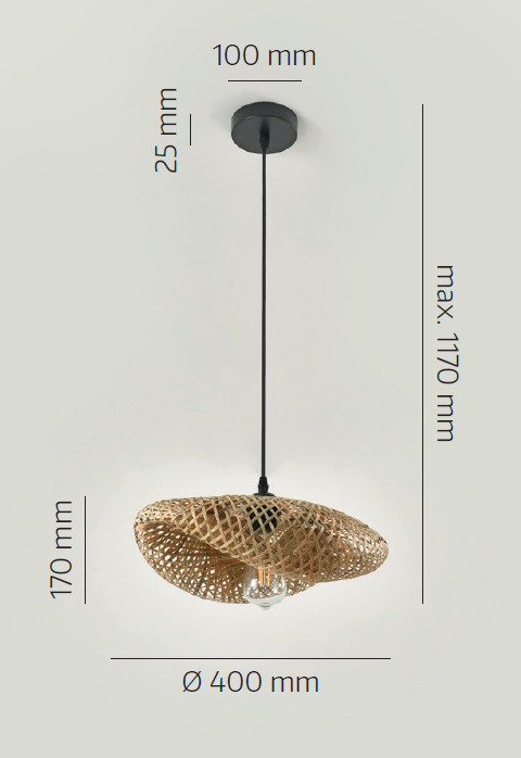 Lampa sufitowa wisząca w stylu boho BRUGIA S mała