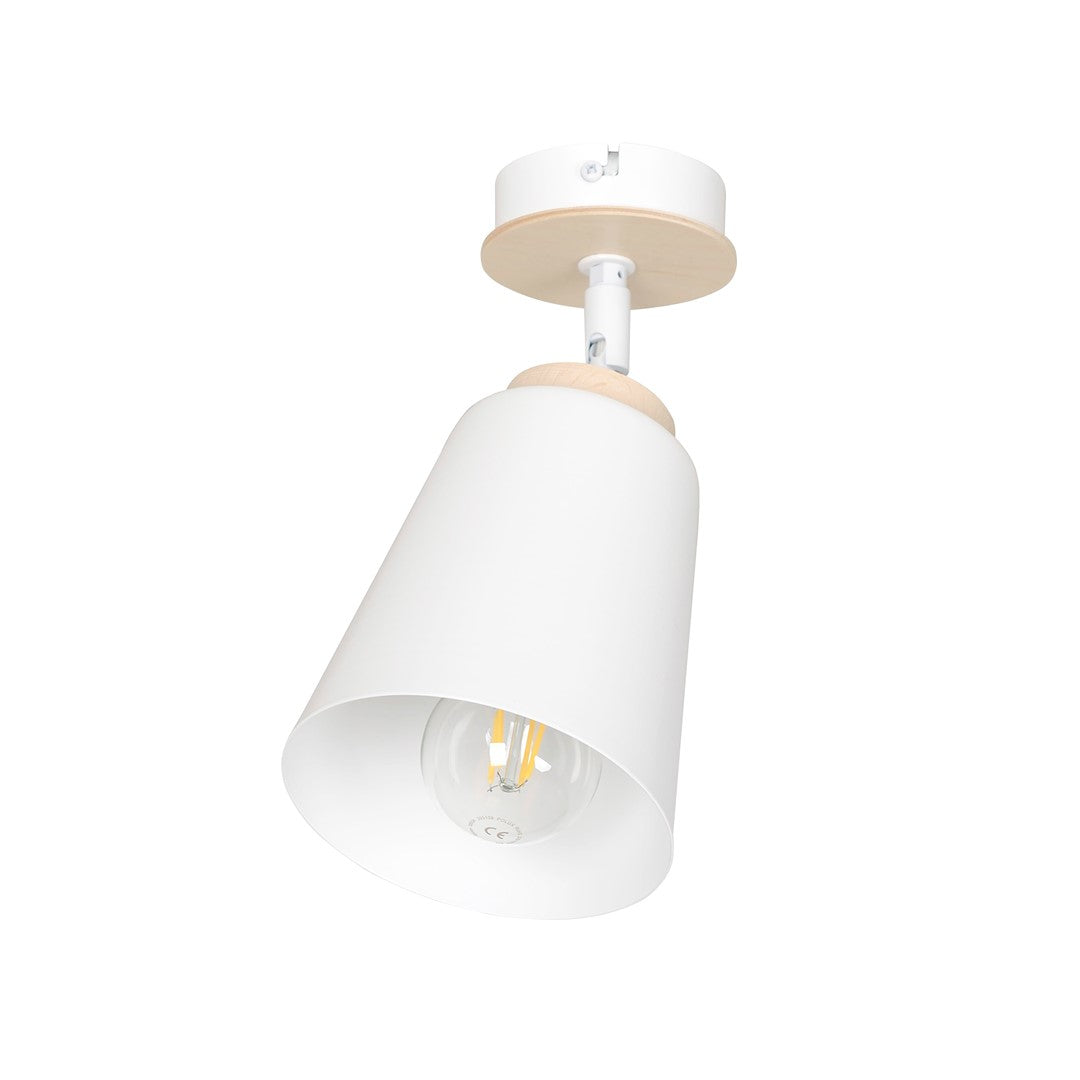 Lampa sufitowa ATLAS 1 WHITE skandynawska, drewno, biała