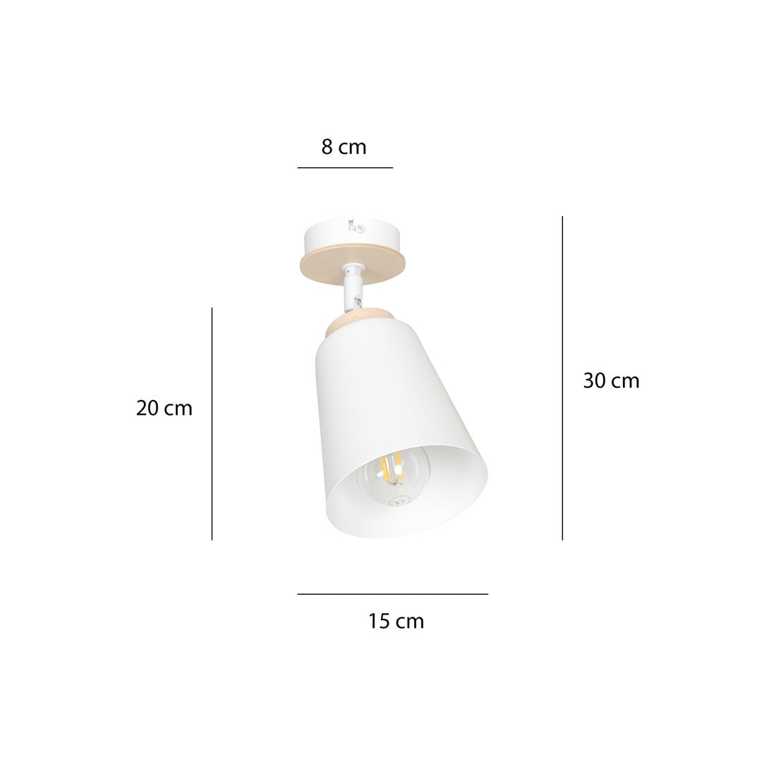 Lampa sufitowa ATLAS 1 WHITE skandynawska, drewno, biała