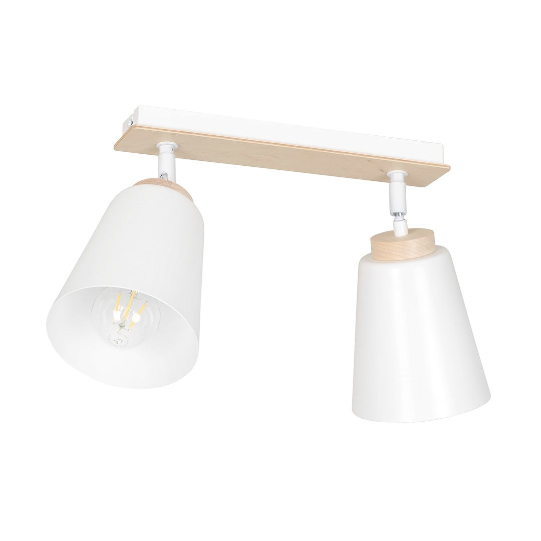 Lampa sufitowa ATLAS 2 WHITE skandynawska, drewno, biała