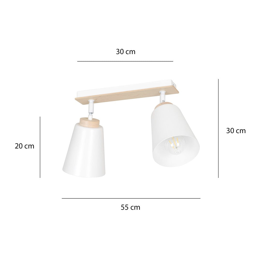 Lampa sufitowa ATLAS 2 WHITE skandynawska, drewno, biała