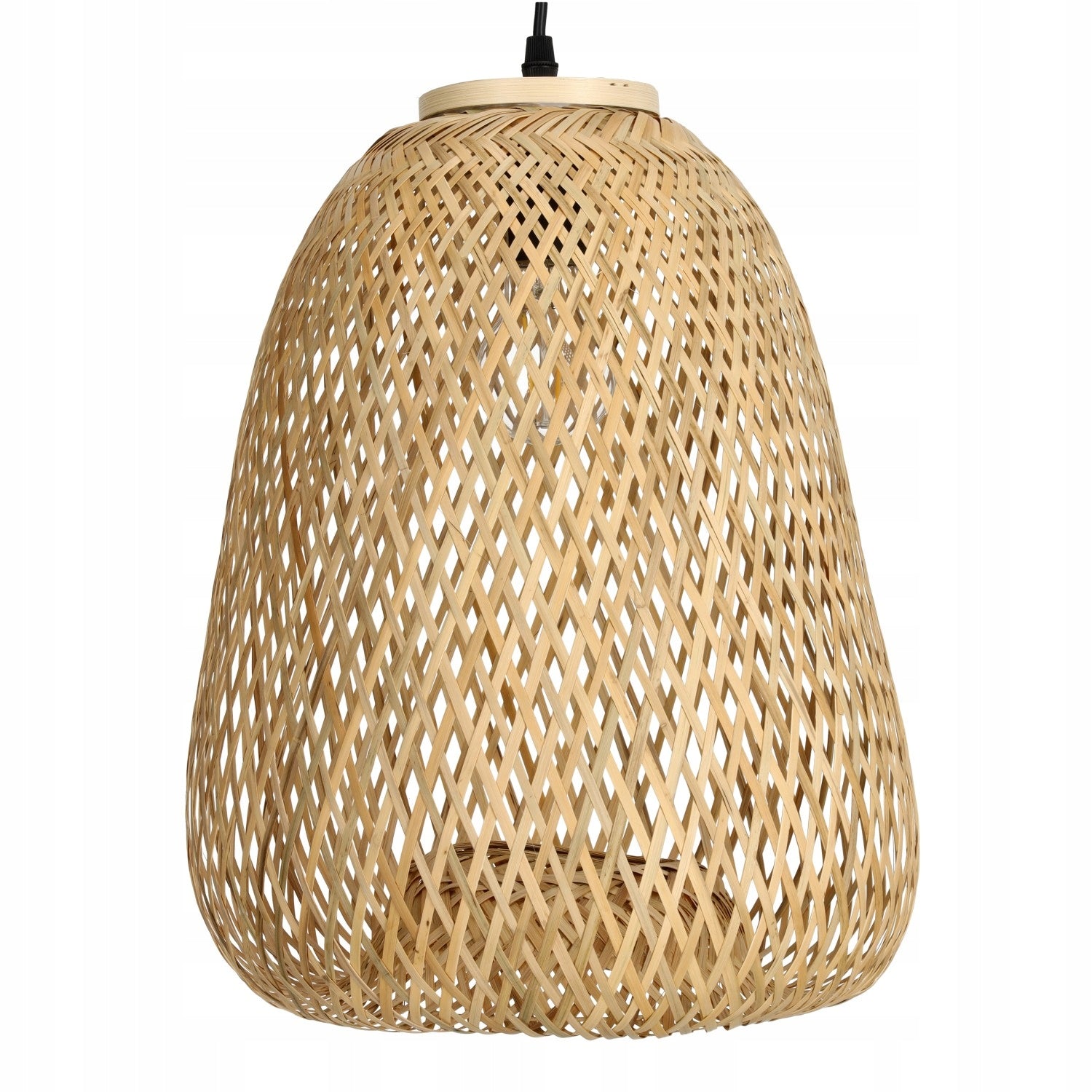 Lampa Sufitowa Boho Wisząca Pleciona Naturalna Klosz Bambusowy na E27