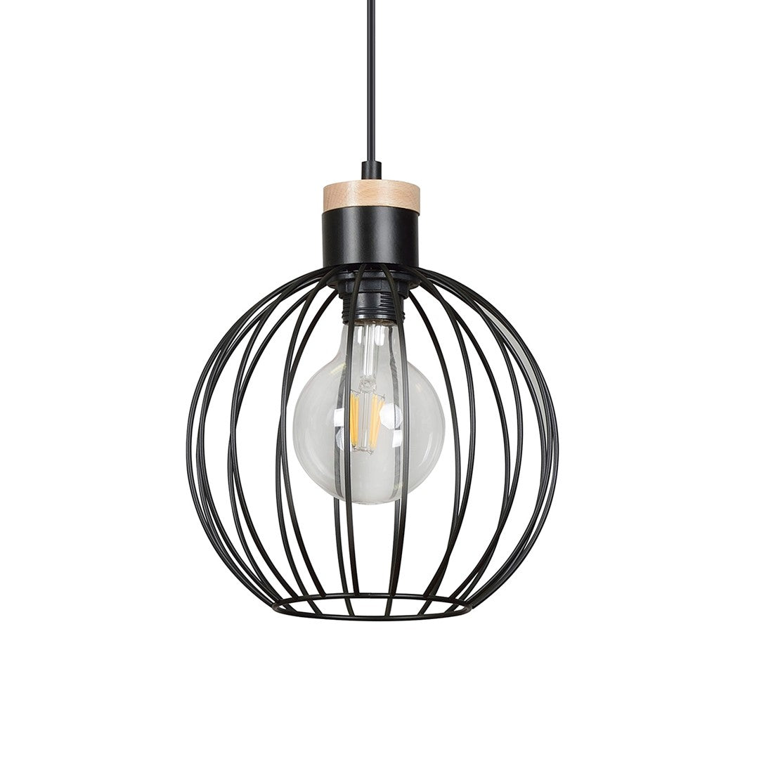 Lampa wisząca BARBADO 1 BLACK skandynawska, drewno, czarna