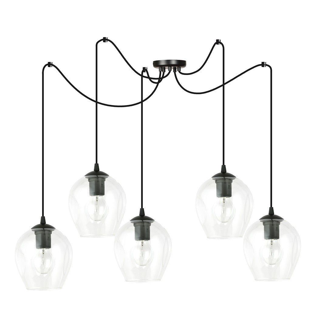 Lampa wisząca LEVEL 5 BL TRANSPARENT pająk, klosze, czarna