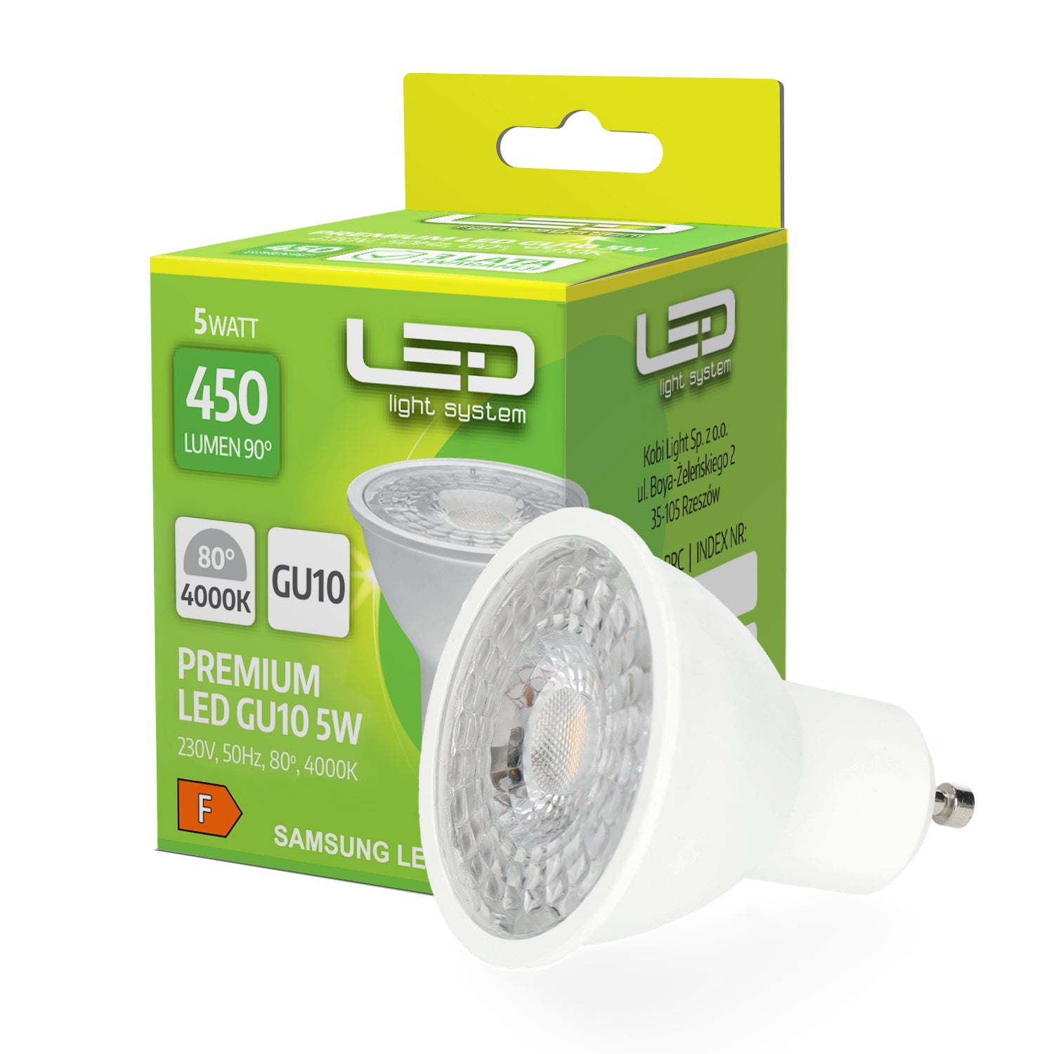 Żarówka PREMIUM LED GU10 5W Barwa Neutralna 4000K LLS dioda SAMSUNG