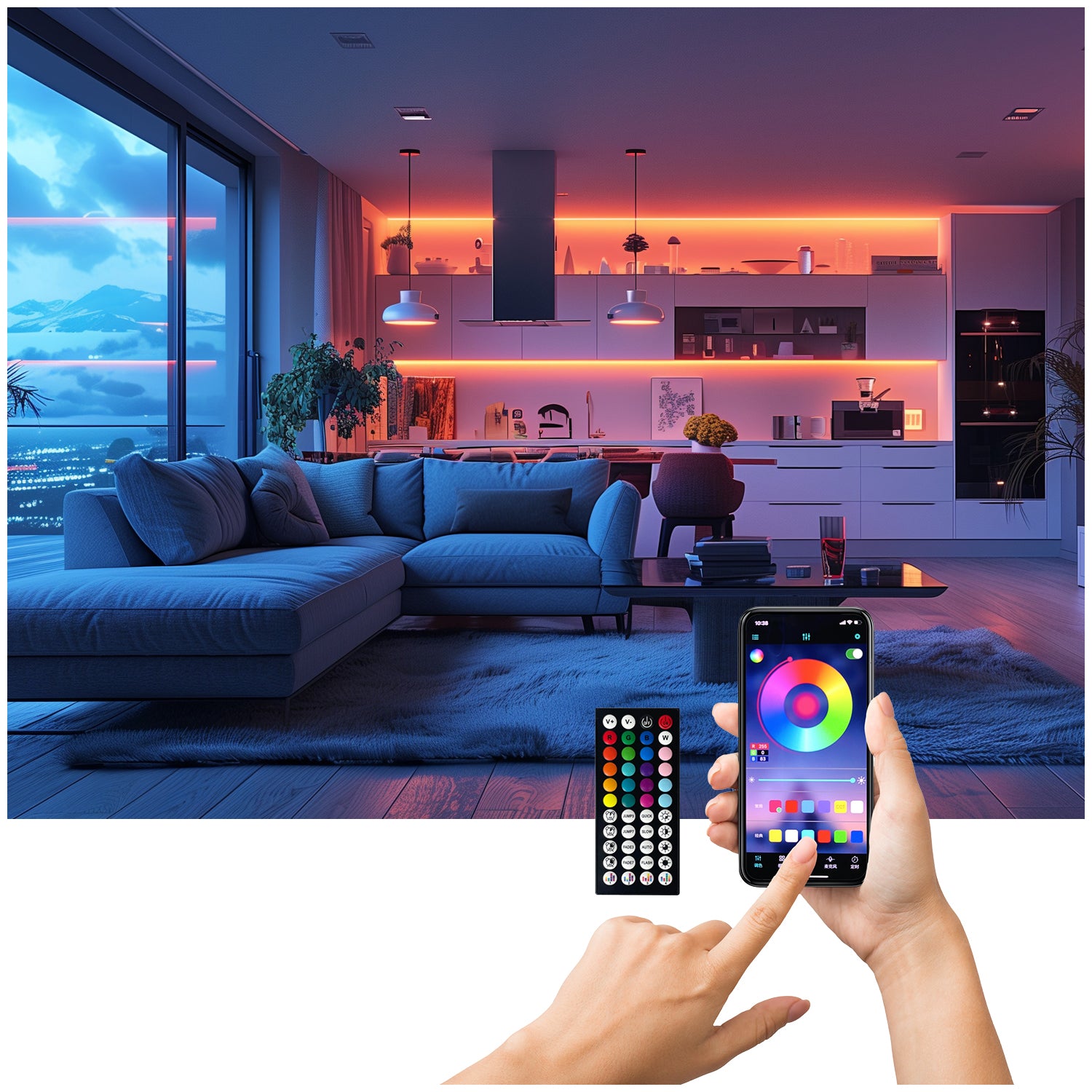 Taśma LED RGB 5050 Aplikacja SMART HOME 5M PILOT Bluetooth muzyka zestaw