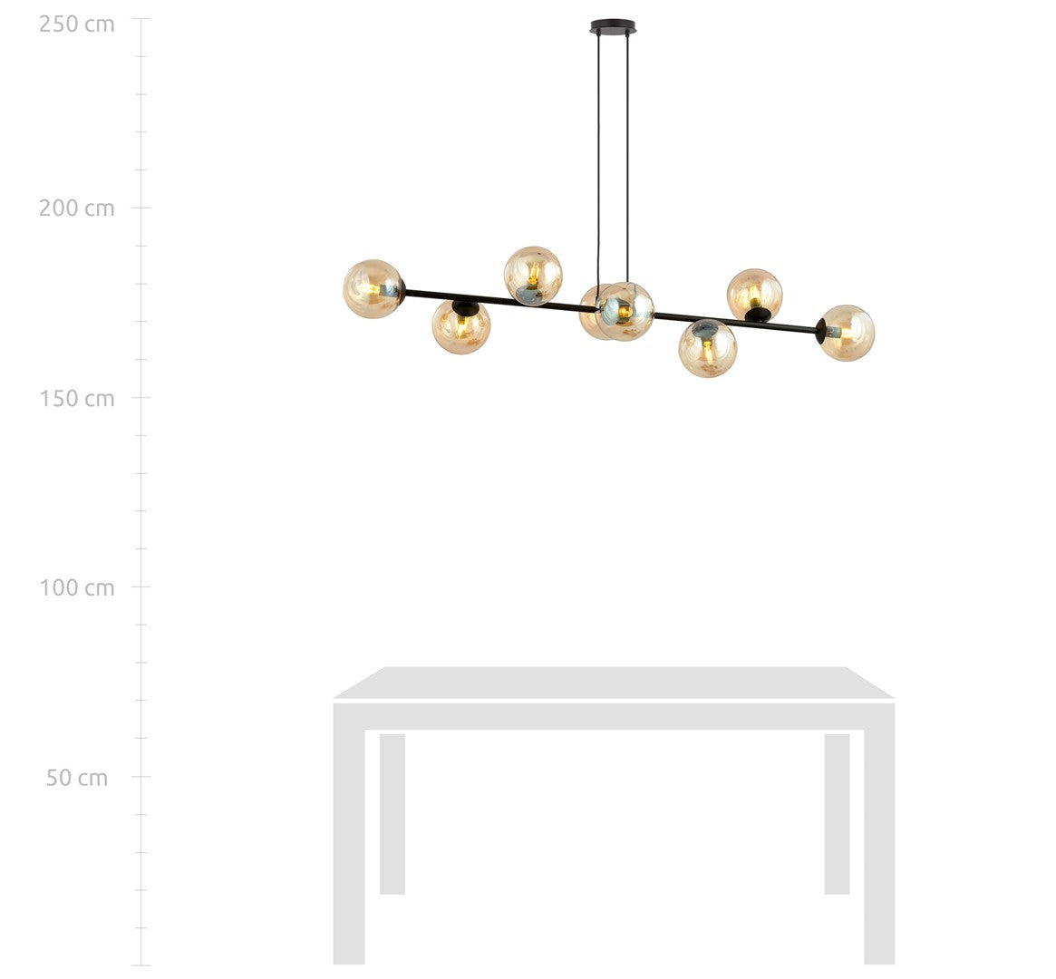 Czarna Lampa wisząca NICEA ponadczasowy design KLOSZ szklany miodowy