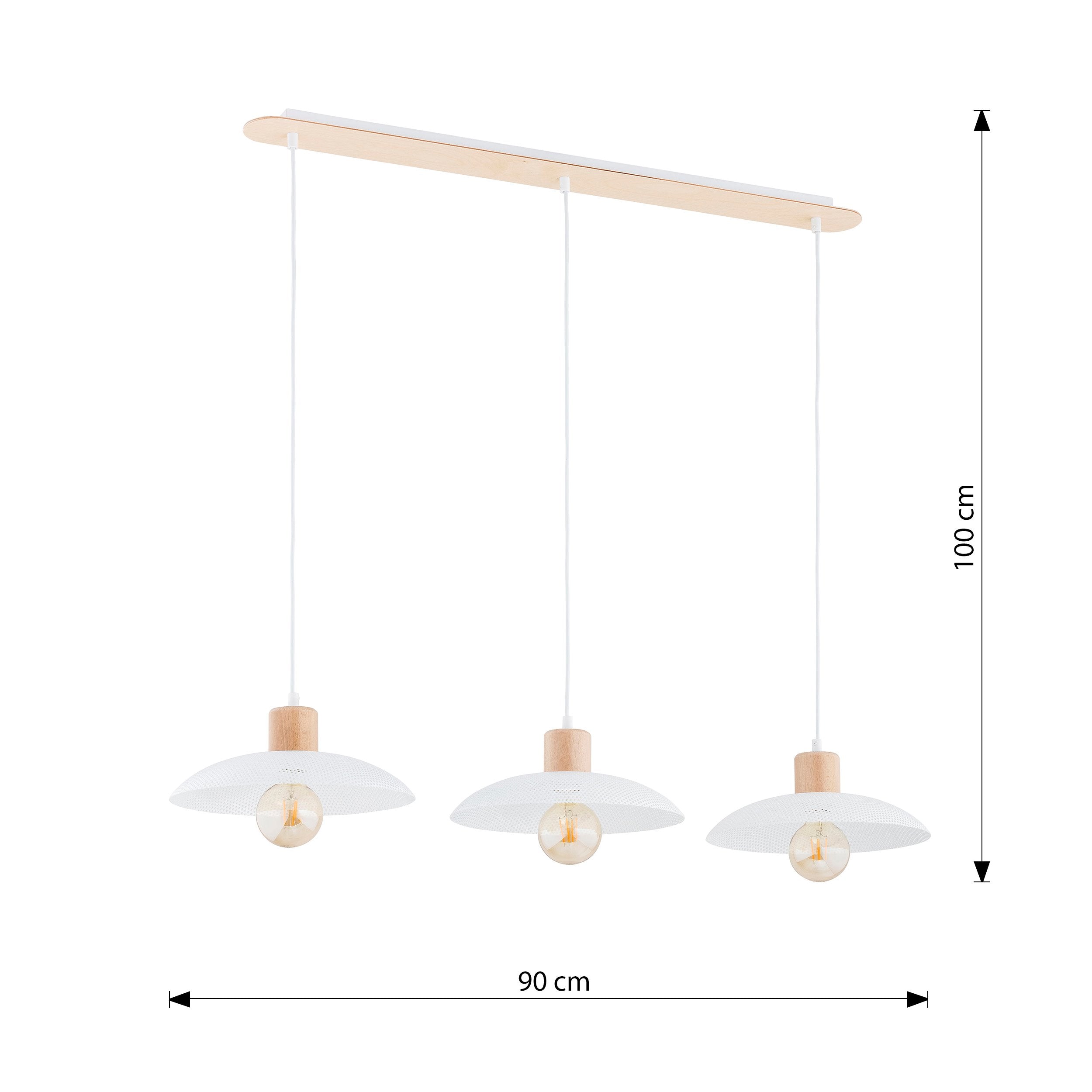 Lampa sufitowa NELI BIAŁA 3 klosze E27 regulowana ZWIS metal i drewno