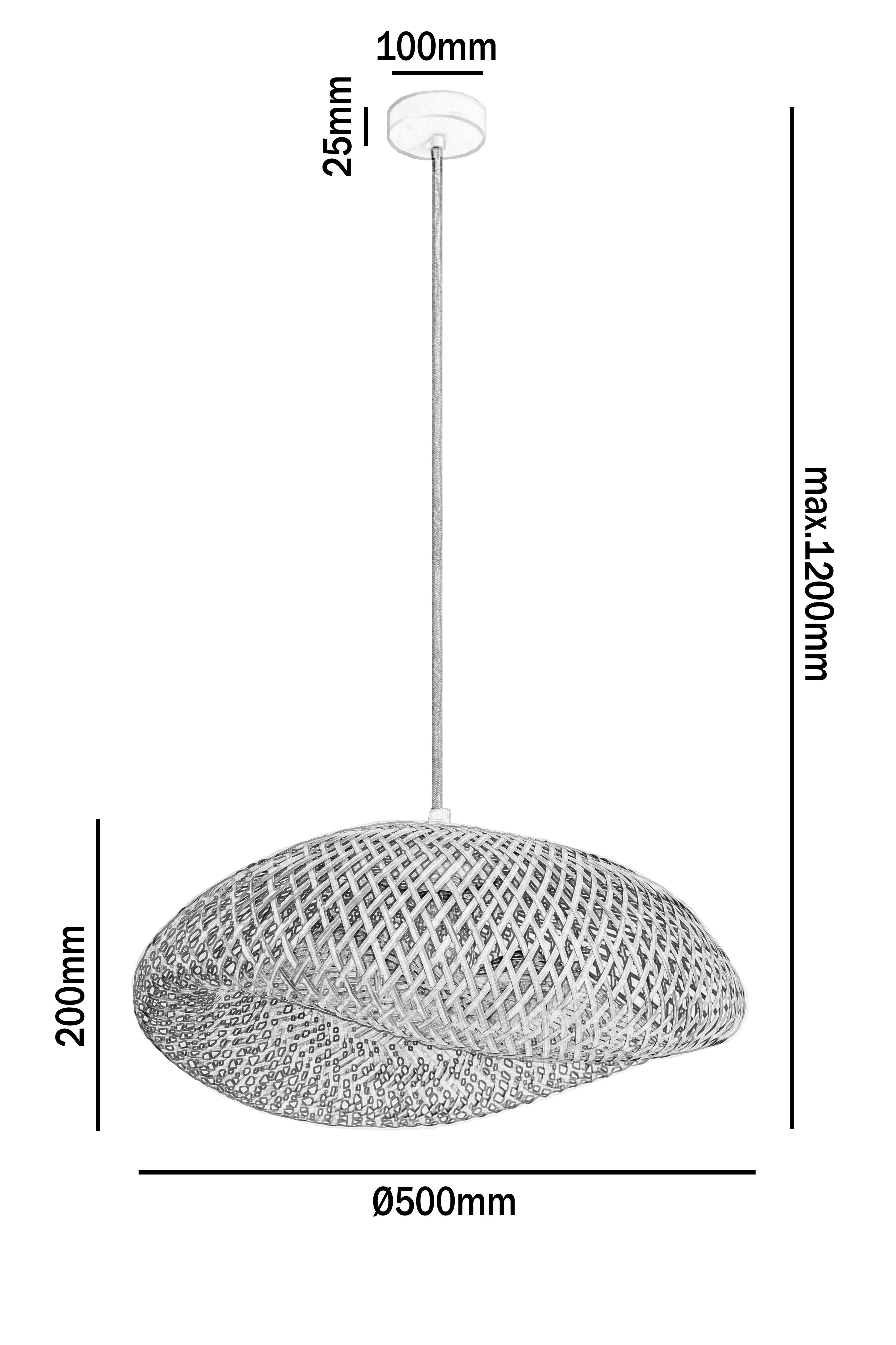 Lampa wisząca BRUGIA M E27 boho BAMBUS Biała podsufitówka Naturalna Sznur