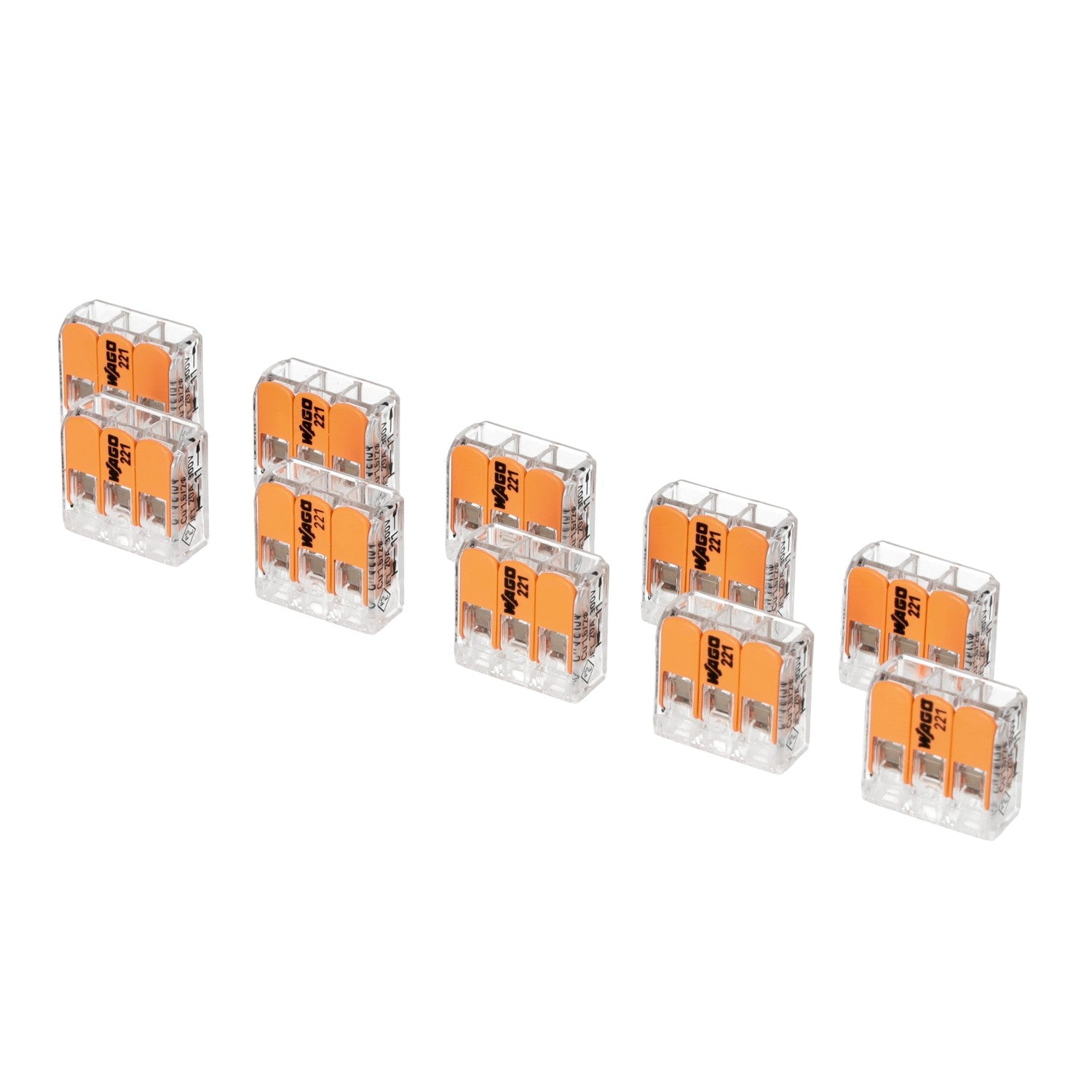 ZESTAW 10x Szybkozłączki WAGO 3 gniazda 0,14-4mm 221-413 złączka zaciskowa