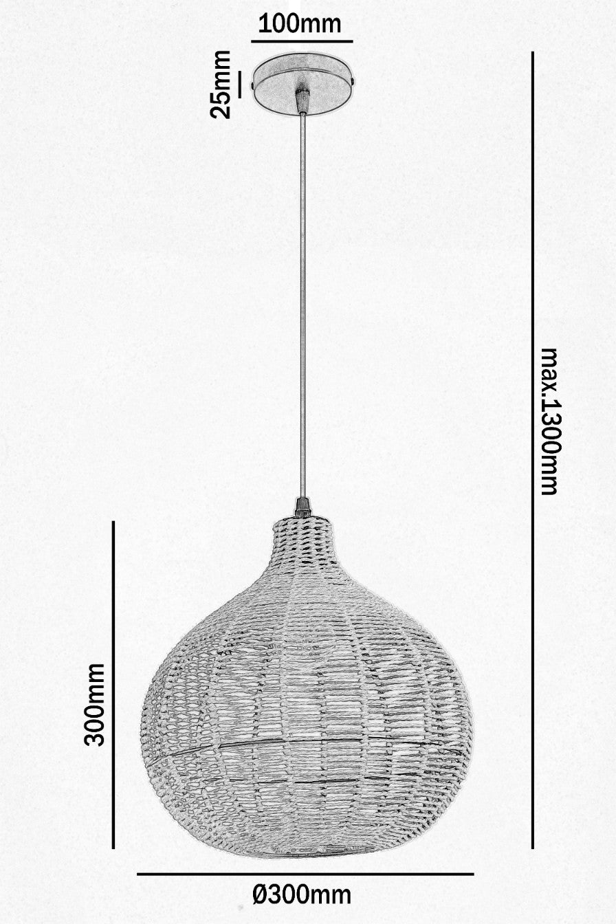 Pleciona Lampa Wisząca styl Boho SILVON sznurek + metal DO SALONU sufitowa