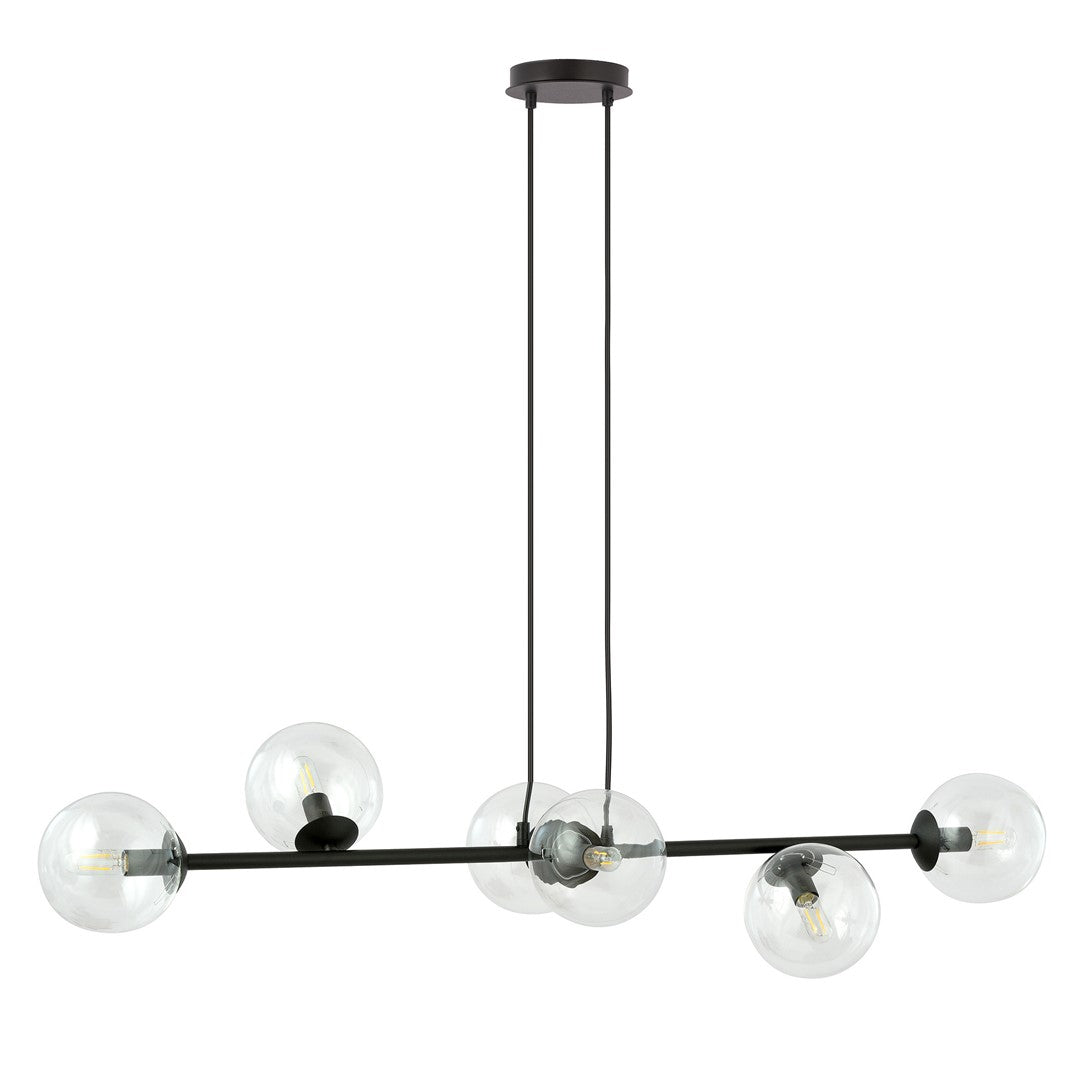 Lampa wisząca ROSSI 6 BL TRANSPARENT klosz czarna