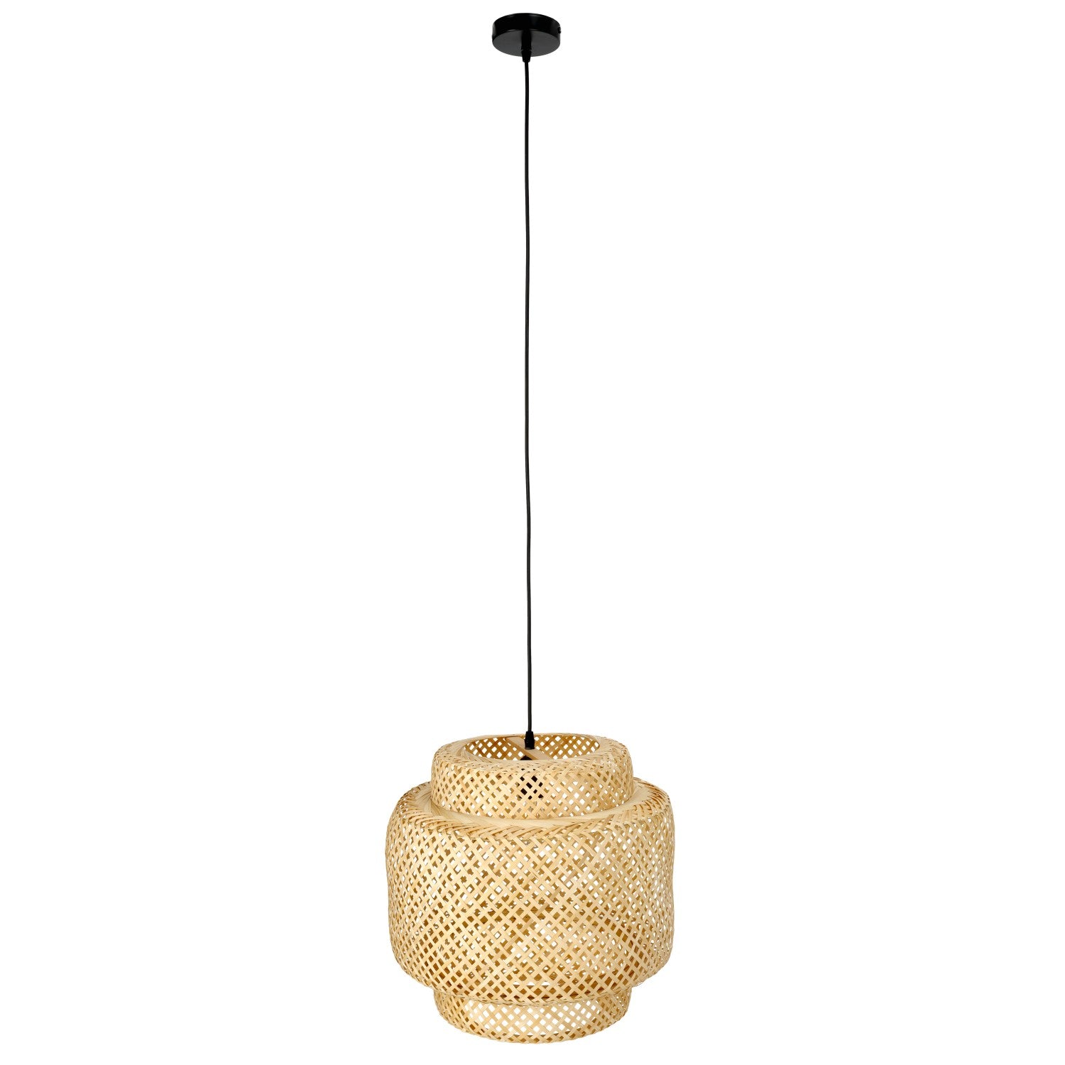 Duża Lampa Wisząca BOHO Sufitowa 40cm Bambusowa E27 Pleciona Naturalna