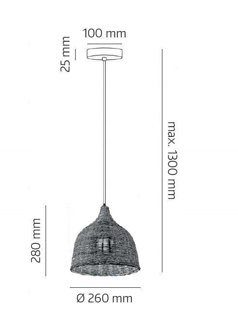 Lampa Wisząca BOHO Klosz Rattanowy Sufitowa Pleciona E27 Beżowa Naturalna