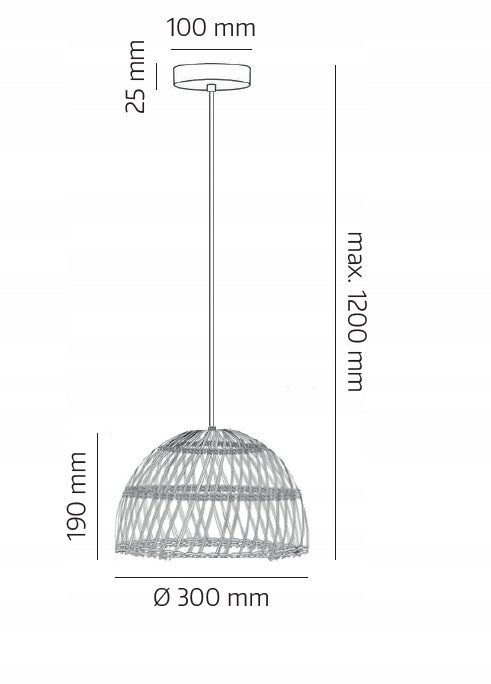 Lampa w Stylu BOHO Wisząca Rattanowa Pleciona Naturalna E27 Sufitowa