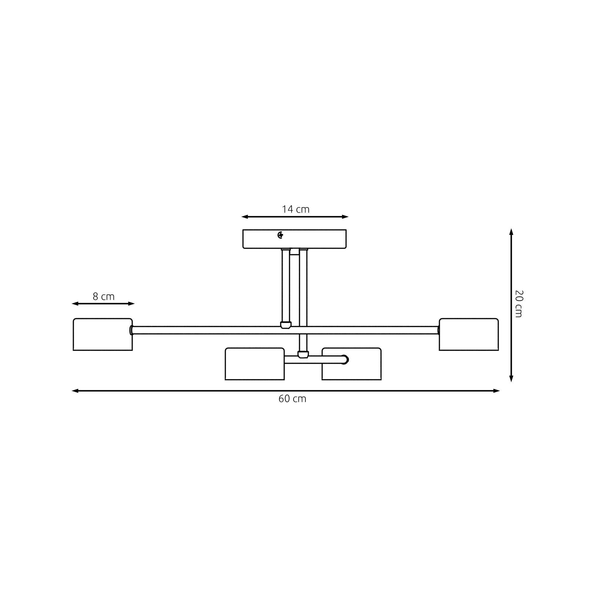 Lampa sufitowa INEZ 4-punktowa BIAŁA plafon 60cm Minimalistyczna Metal