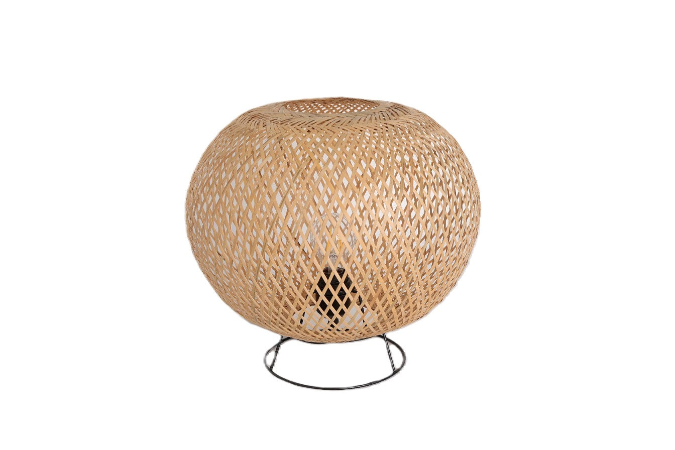 Lampa dekoracyjna w stylu Boho STOŁOWA Naturalna Bambusowy Abażur 1xE27 LLS