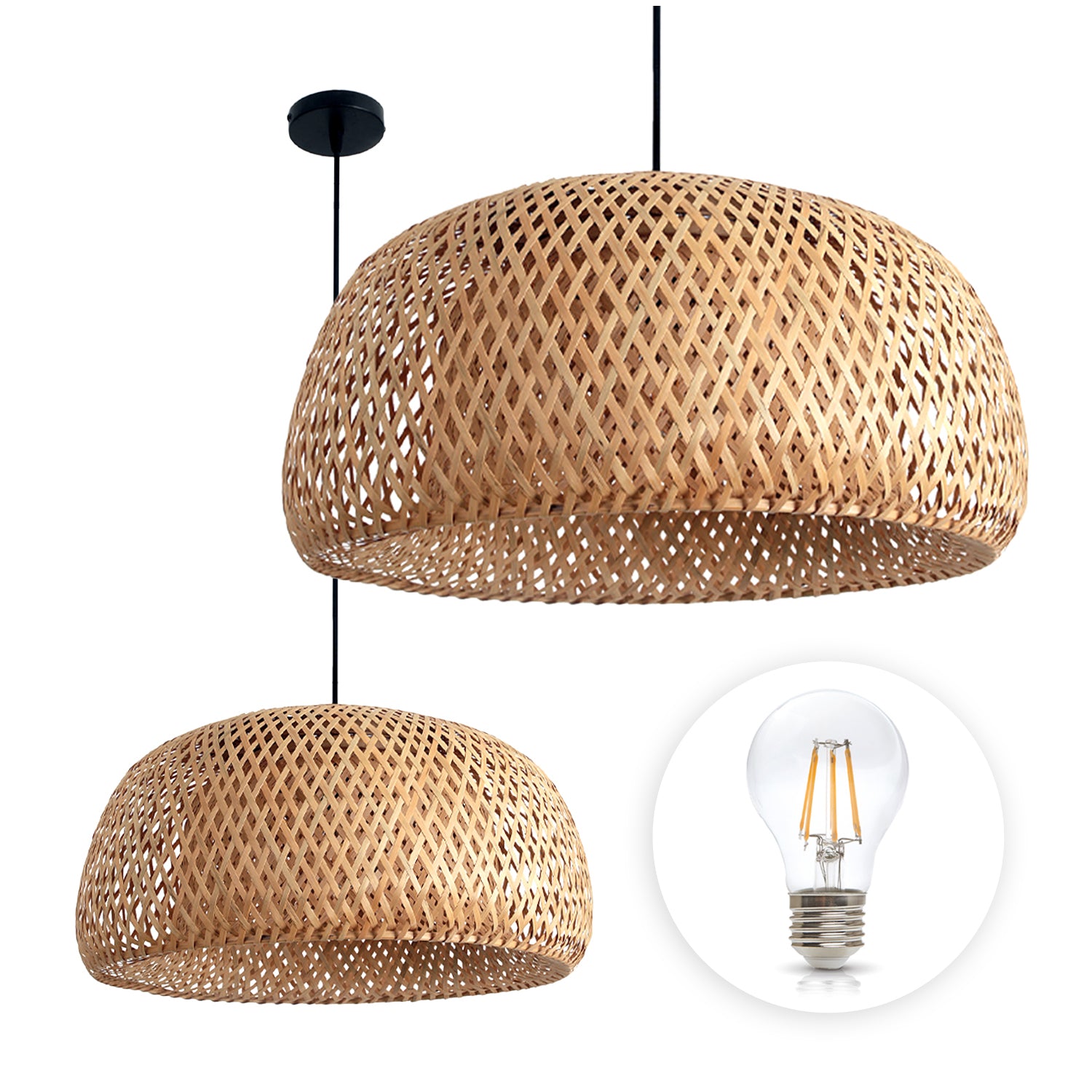 Zestaw Lampa Sufitowa Duża Boho WISZĄCA Zwis + Żarówka 7W E27 Barwa Ciepła