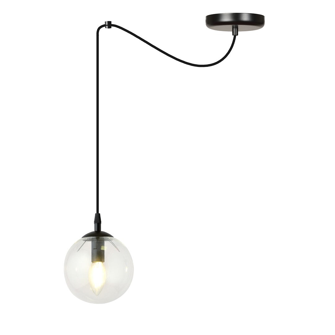 Lampa wisząca GIGI 1 BL TRANSPARENT pająk, klosze, czarna