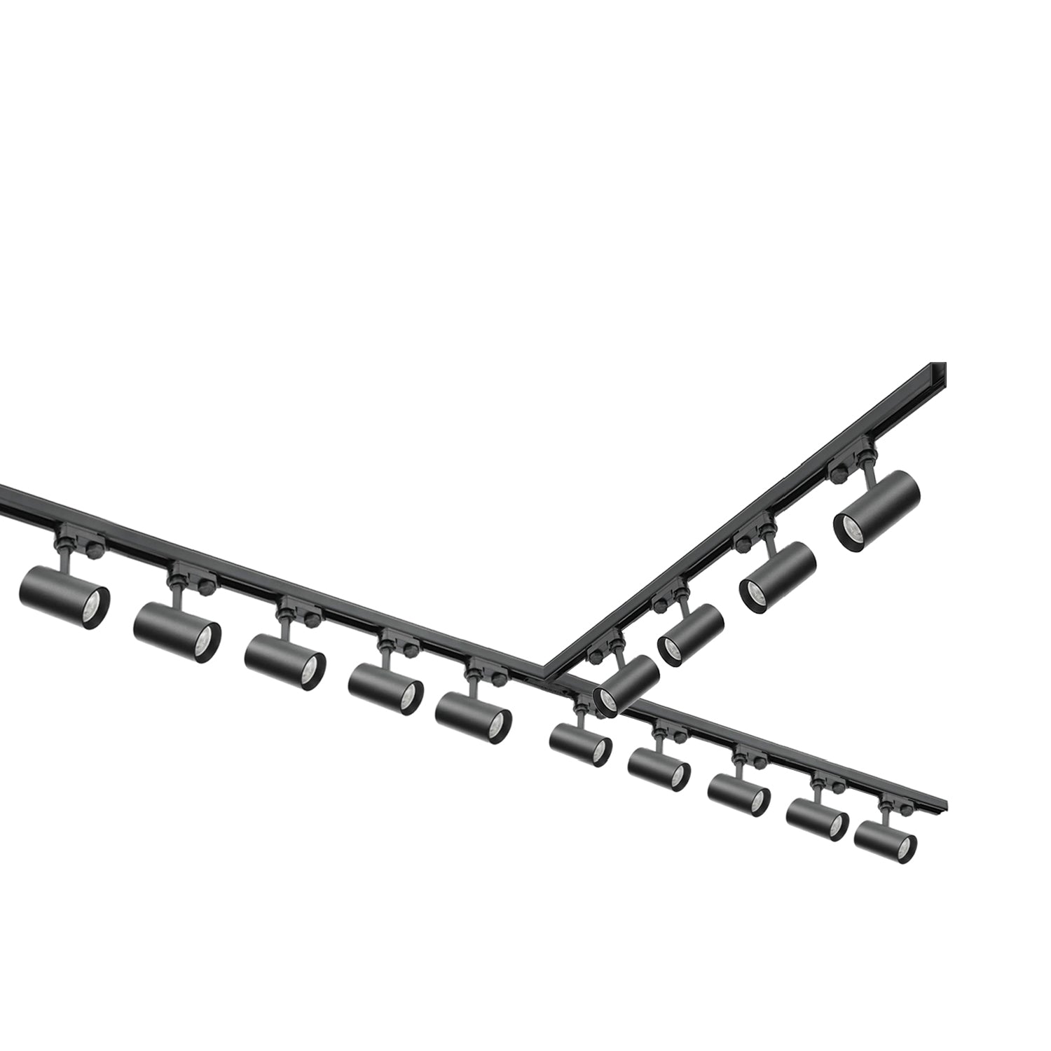 Zestaw szynowy 3 fazowy szyna 1m+2m+2m, 14x Lampa, łącznik T CZARNY komplet