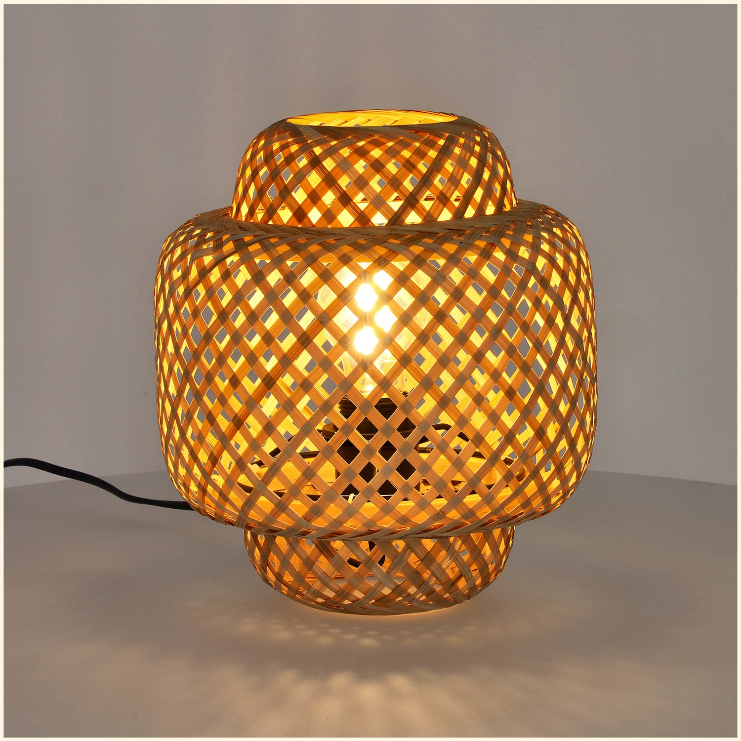 Lampa stołowa mała BOHO BONN MINI 22cm pleciona BAMBUSOWA naturalna 1xE27