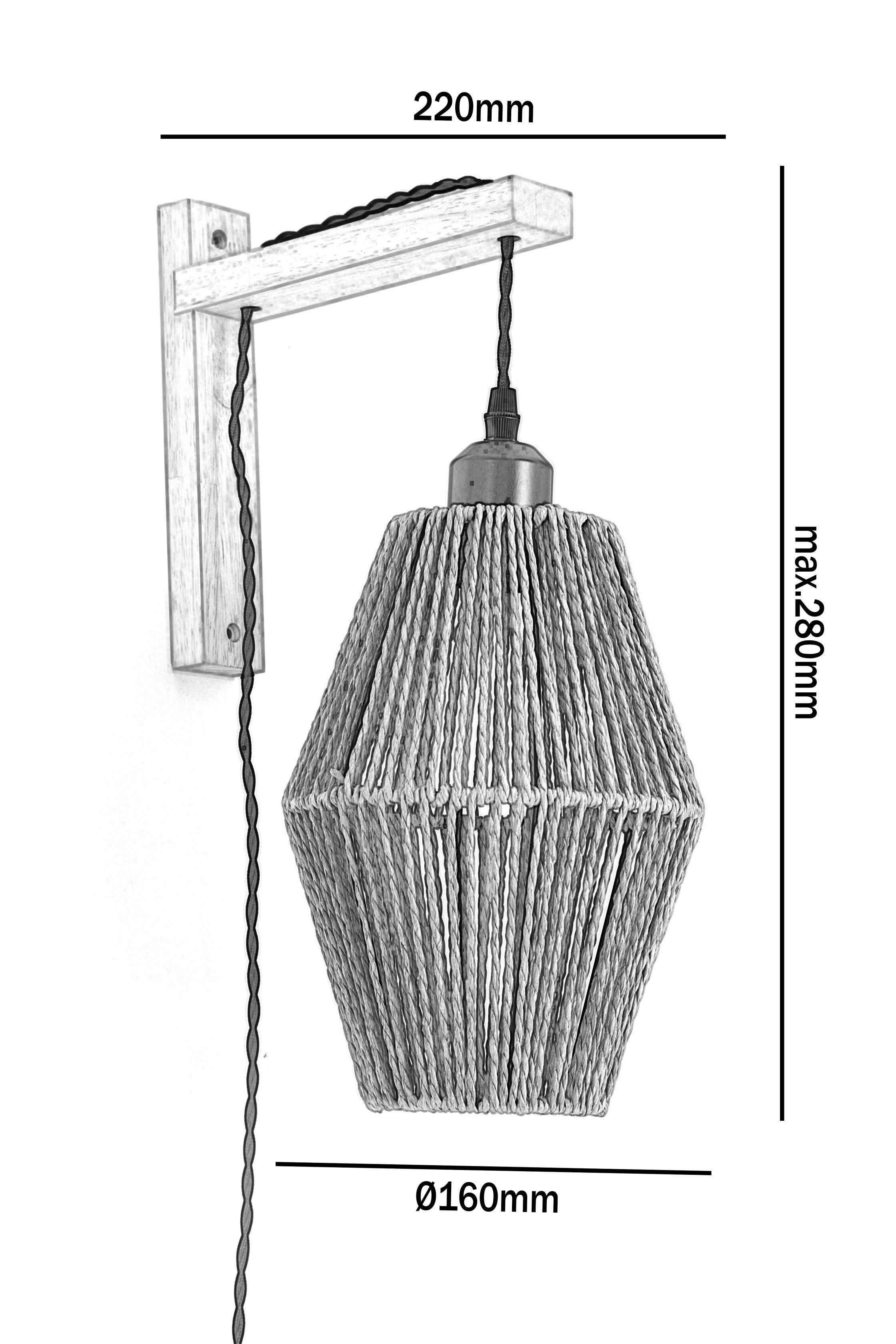 Lampa Ścienna SIBU kinkiet Stylowa ze sznurka styl Boho Ozdobna Naturalna