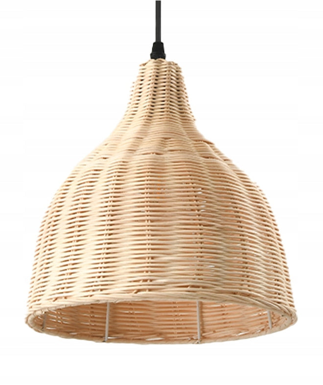 Lampa Wisząca BOHO Klosz Rattanowy Sufitowa Pleciona E27 Beżowa Naturalna