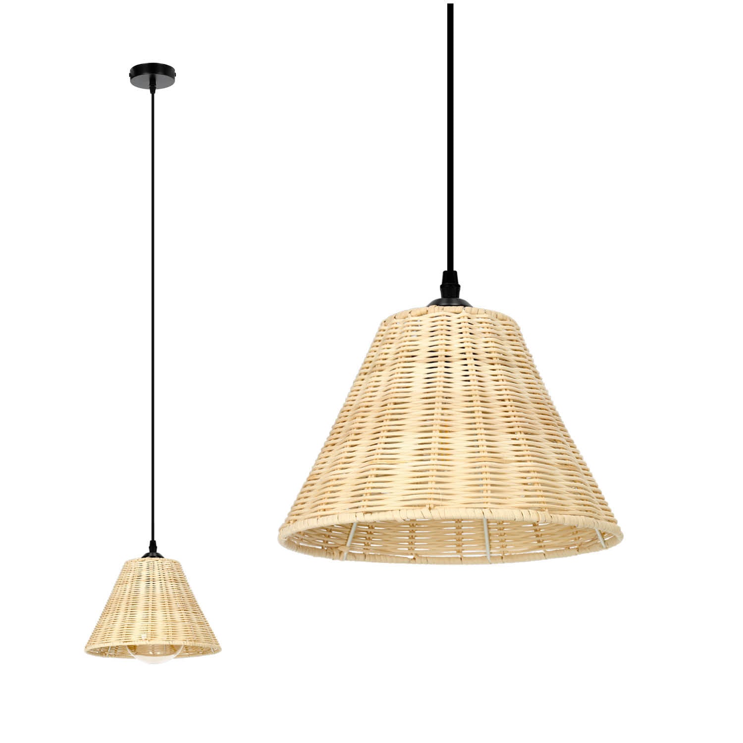 Lampa wisząca z rattanu w stylu BOHO RONDA trzonek E27