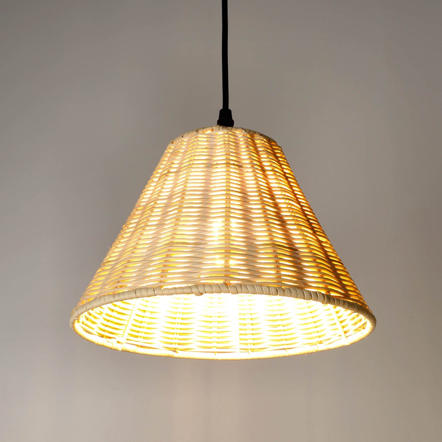 Lampa wisząca z rattanu w stylu BOHO RONDA trzonek E27