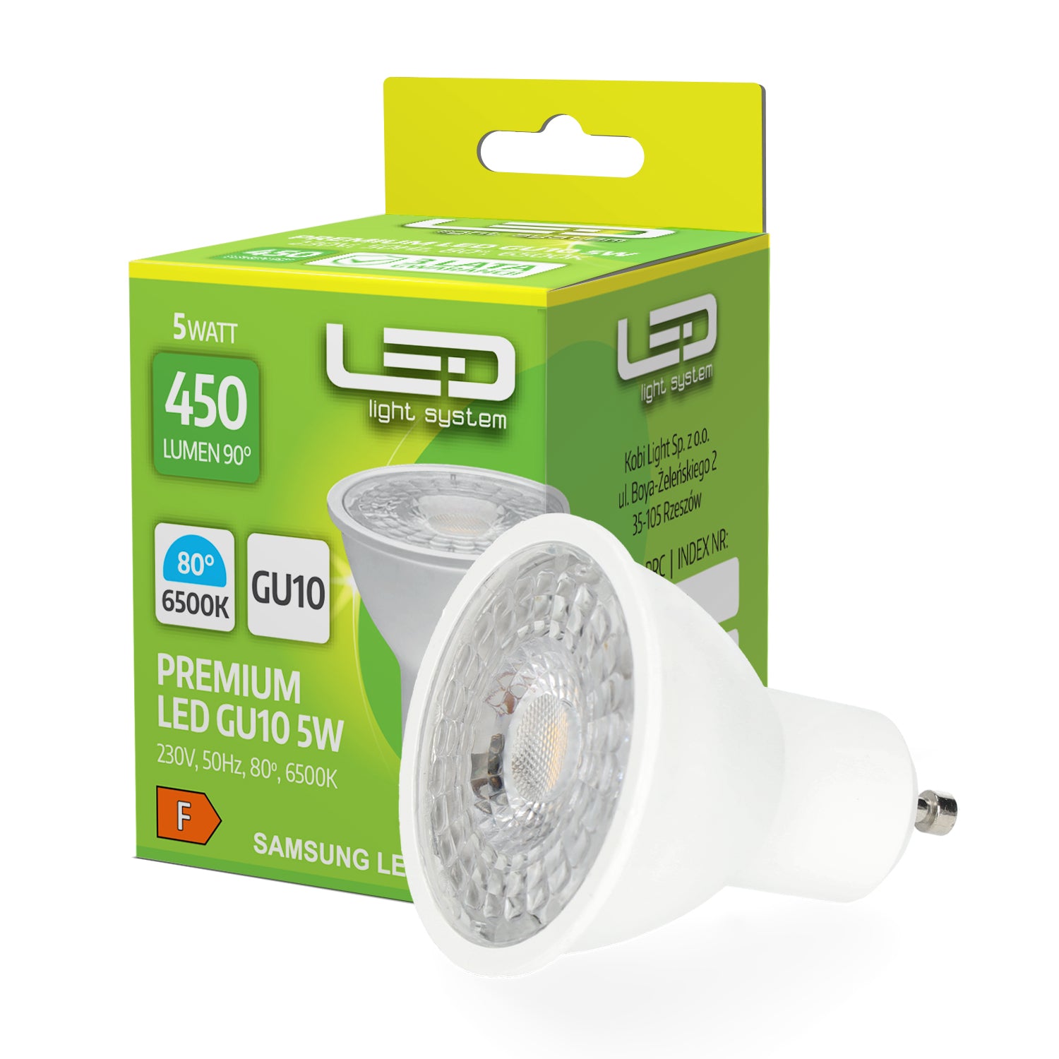 50x Żarówka PREMIUM LED GU10 5W Barwa Zimna 6500K LLS dioda SAMSUNG