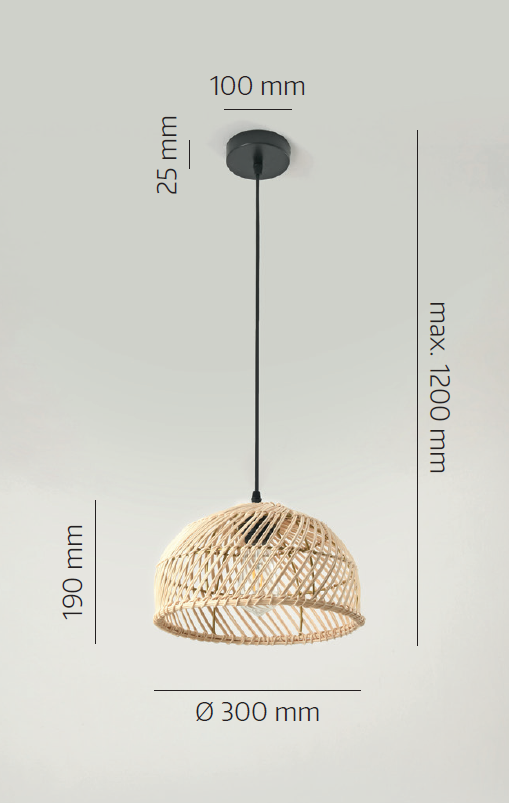 Lampa wisząca RIGA w stylu boho E27 rattanowa