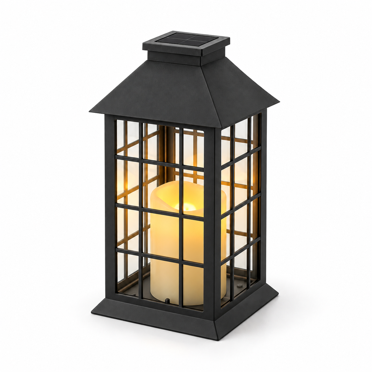 Znicz solarny LED na cmentarz czarny lampion 2700K IP44