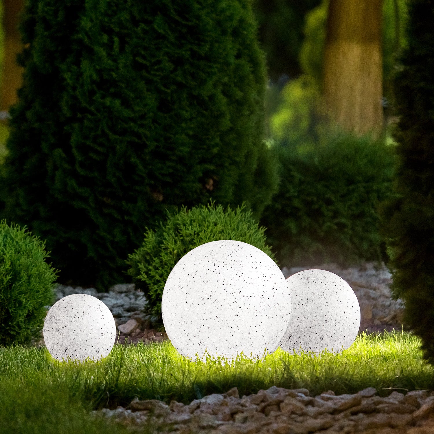 3x Lampa Kula świecąca OGRODOWA FLORA wodoodporna imitacja marmuru