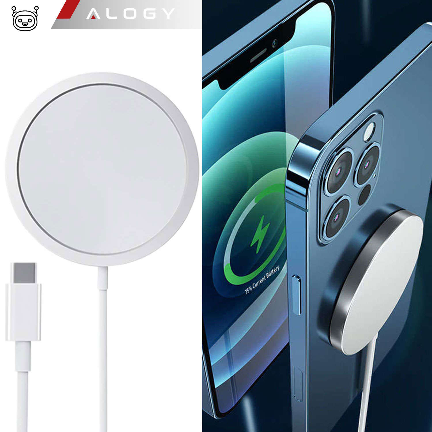 Ładowarka Indukcyjna do iPhone Bezprzewodowa MagSafe 20W magnetyczna Alogy
