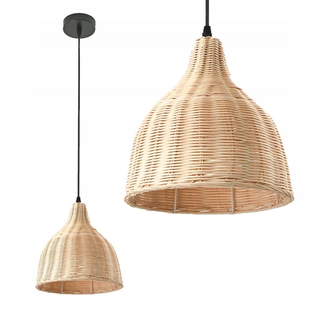 Lampa Wisząca BOHO Klosz Rattanowy Sufitowa Pleciona E27 Beżowa Naturalna