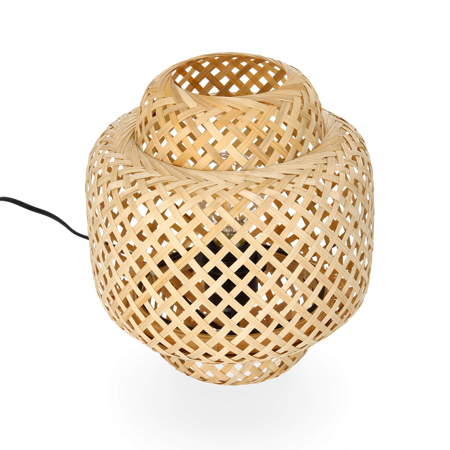 Lampa stołowa mała BOHO BONN MINI 22cm pleciona BAMBUSOWA naturalna 1xE27