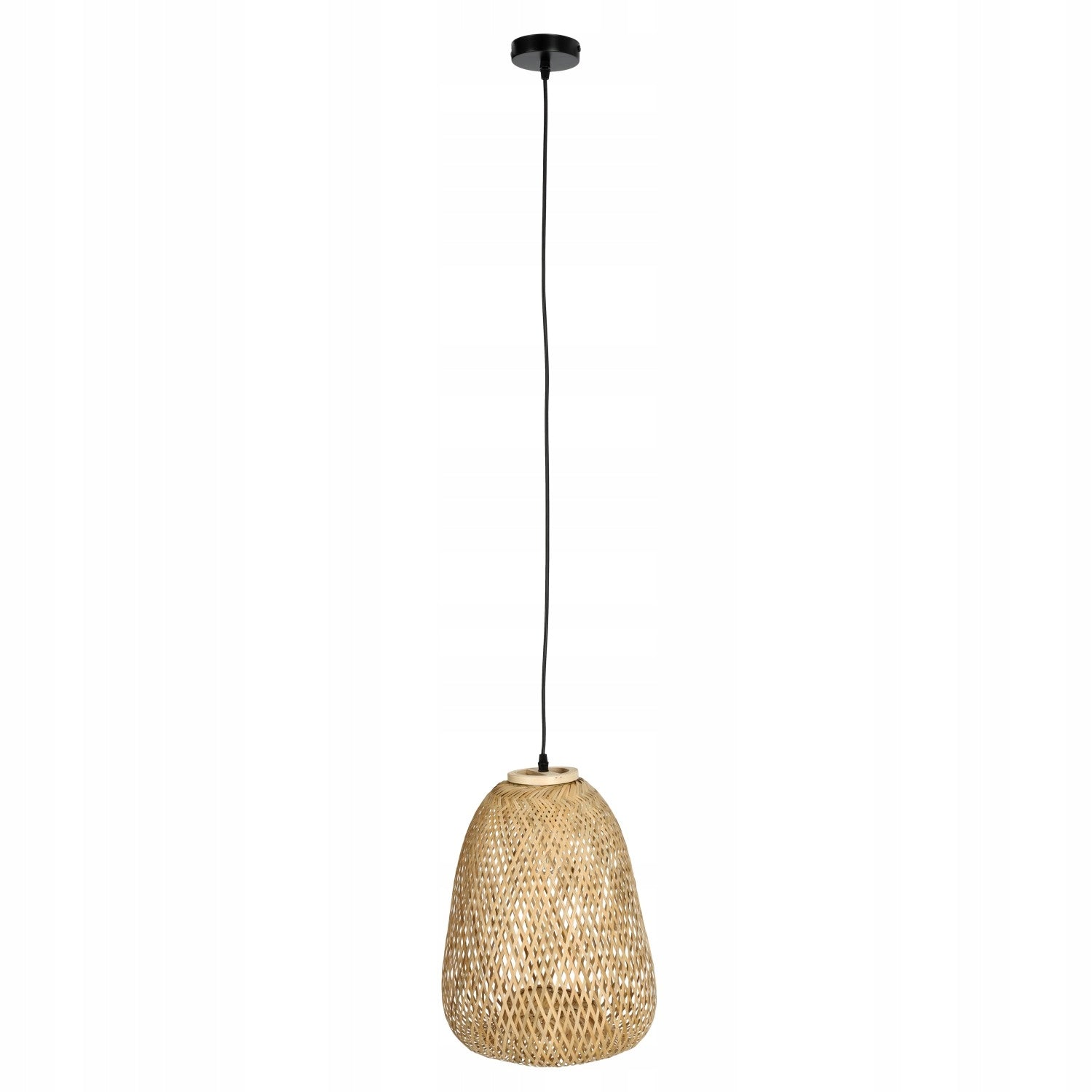 Lampa Sufitowa Boho Wisząca Pleciona Naturalna Klosz Bambusowy na E27