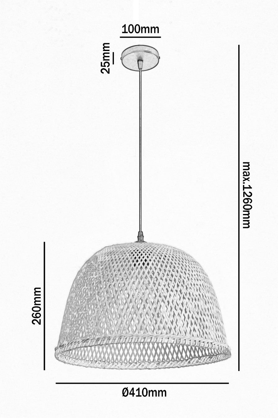 Lampa Boho BOSU Wisząca KLOSZ 41 cm Czarny Zwis Naturalna 1xE27 Sufitowa