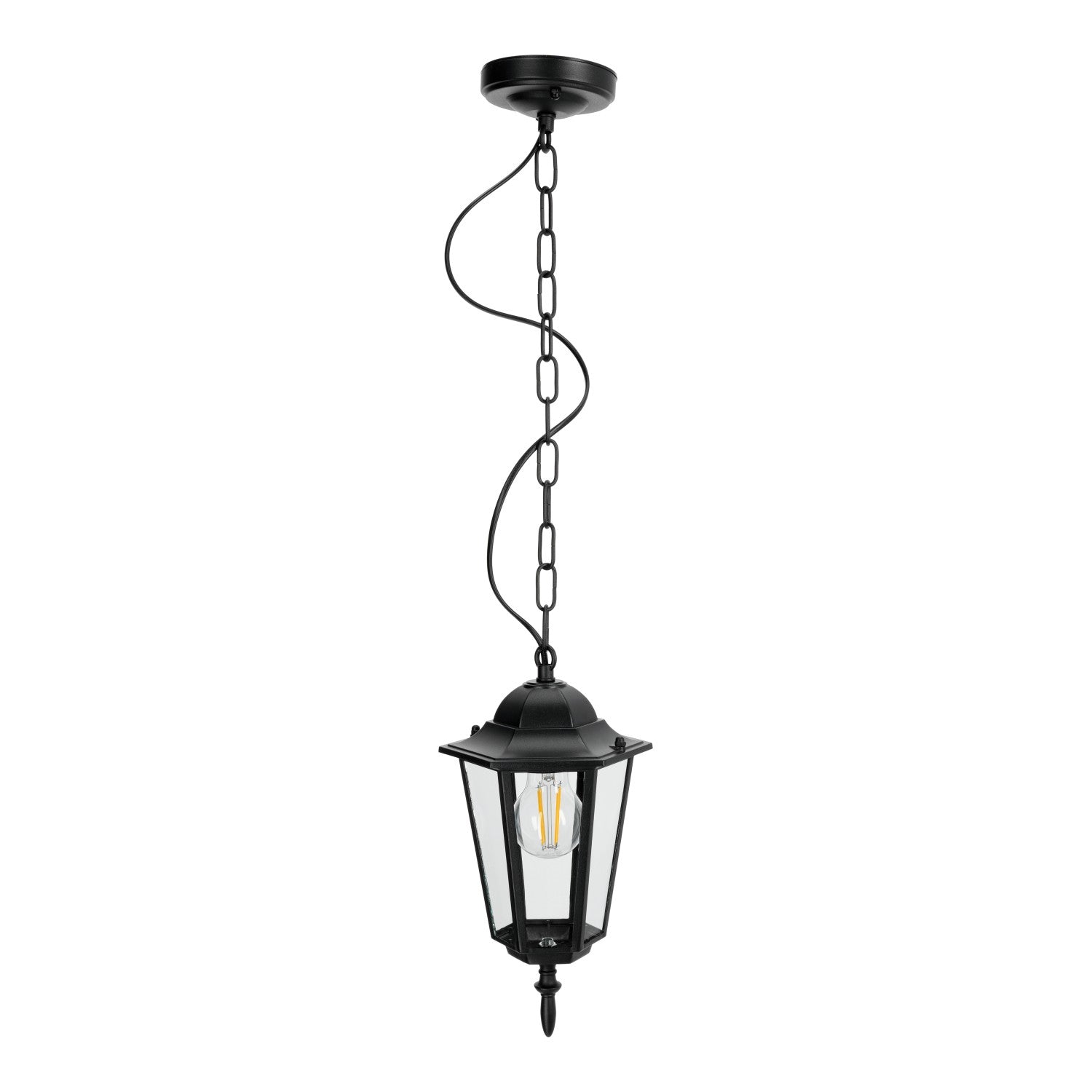 Lampa ogrodowa WISZĄCA czarna ZEWNĘTRZNA latarnia IP54 stylowa E27