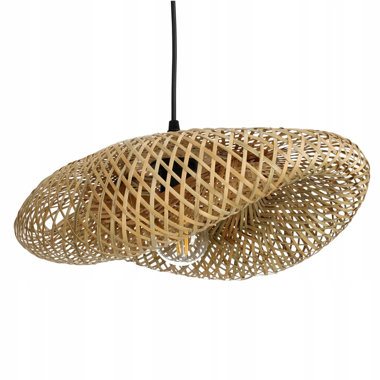 Lampa Wisząca BOHO Sufitowa Klosz 40cm Bambusowa E27 Pleciona Duża