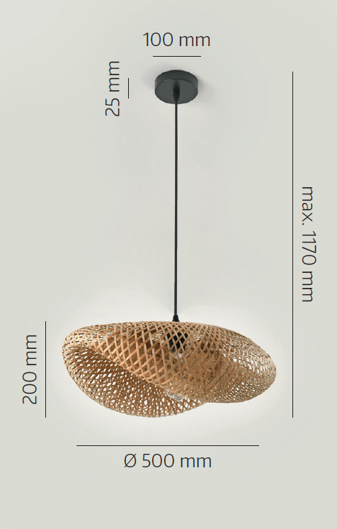 Lampa sufitowa wisząca w stylu boho BRUGIA M duża