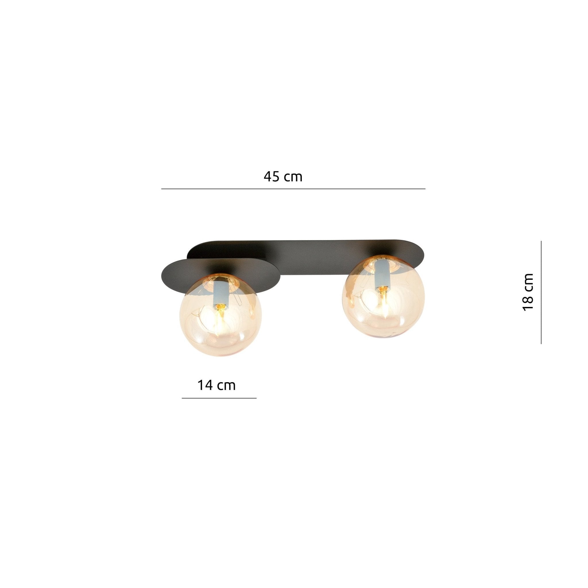 Czarna lampa sufitowa NELI z bursztynowymi kloszami 2x E14 nowoczesna - LAITICA